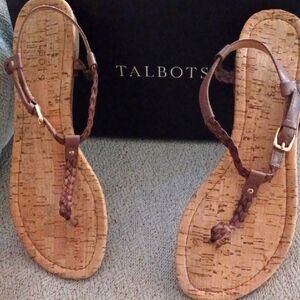 Talbots Brown Sandals for Women Size 9.5 CORK FOOTBED WITH LEATHER STRAPS